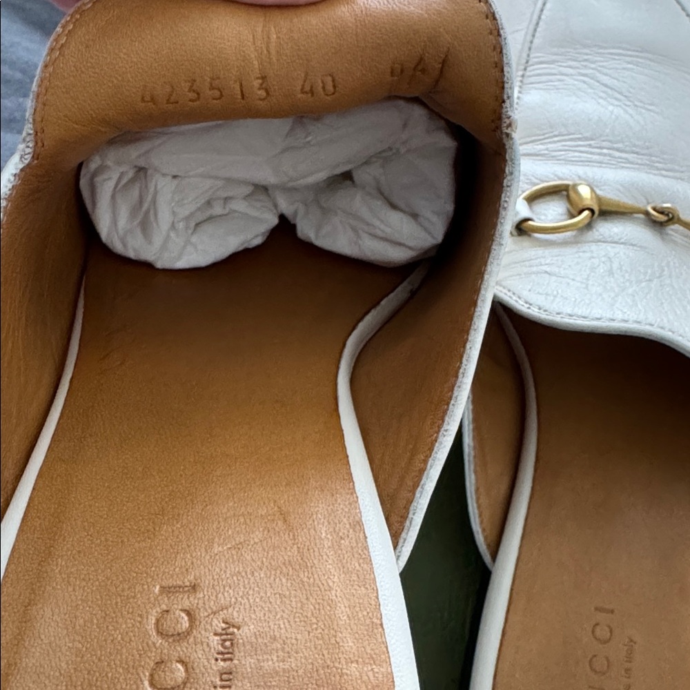 Gucci Womens Princetown Cream Leather
Gold Horsebit Mules Slippers. Made in 🇮🇹 - Picture 11 of 11